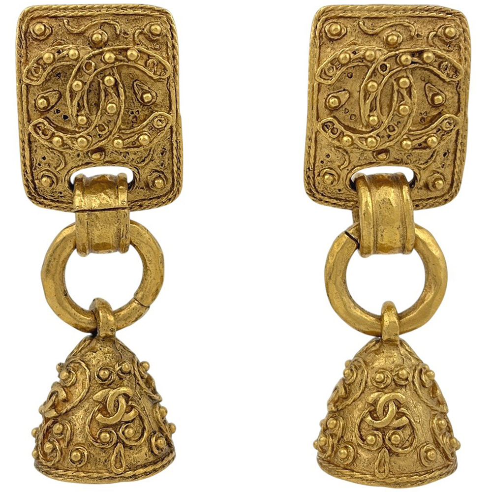 Chanel Coco Mark Bell Swing Earrings, Gp Gold, Women's
